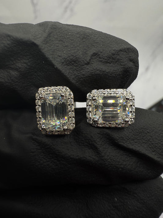 Moissanite Emerald Cut Earrings