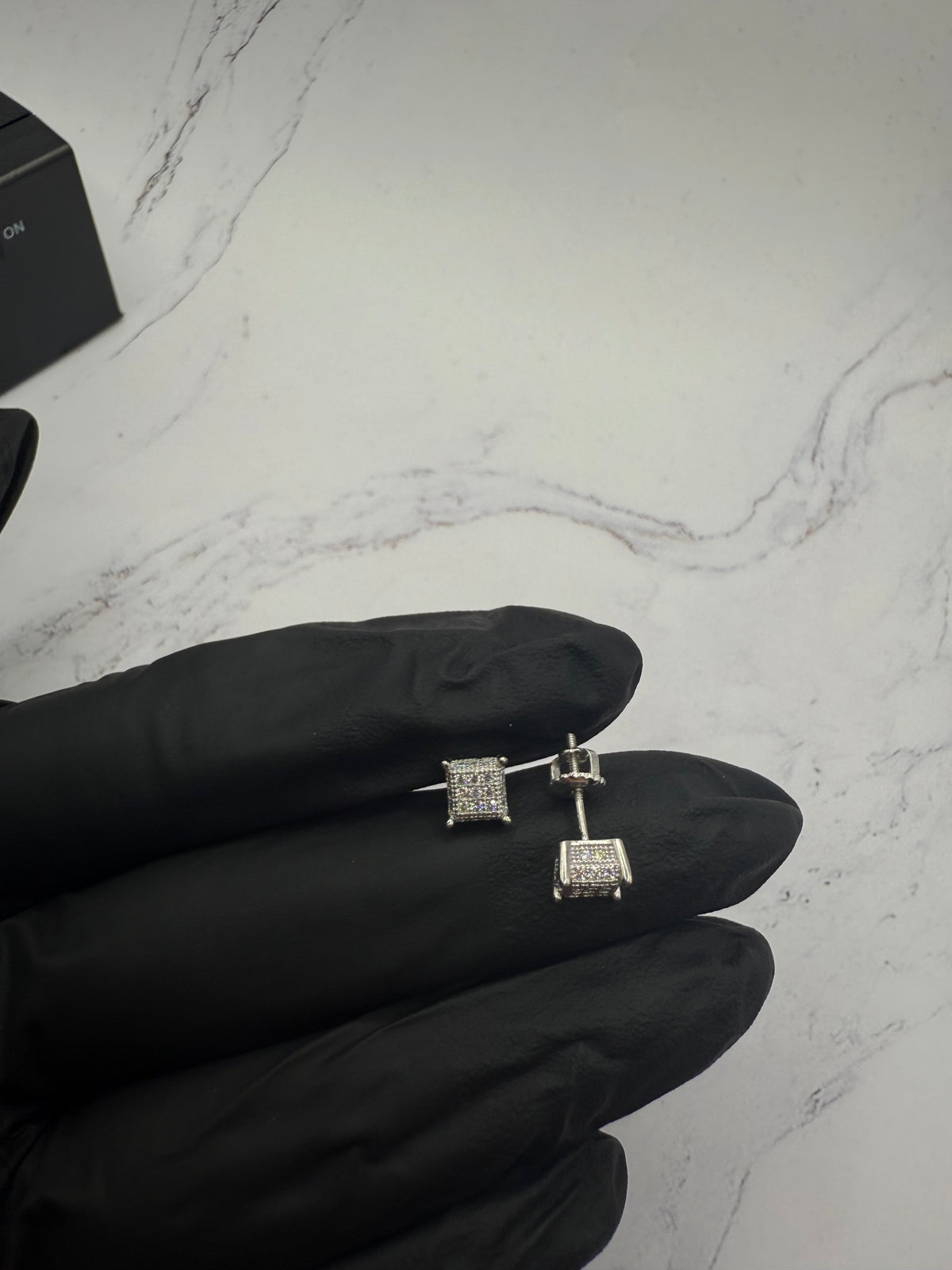 Moissanite Princess cut Cluster Earrings