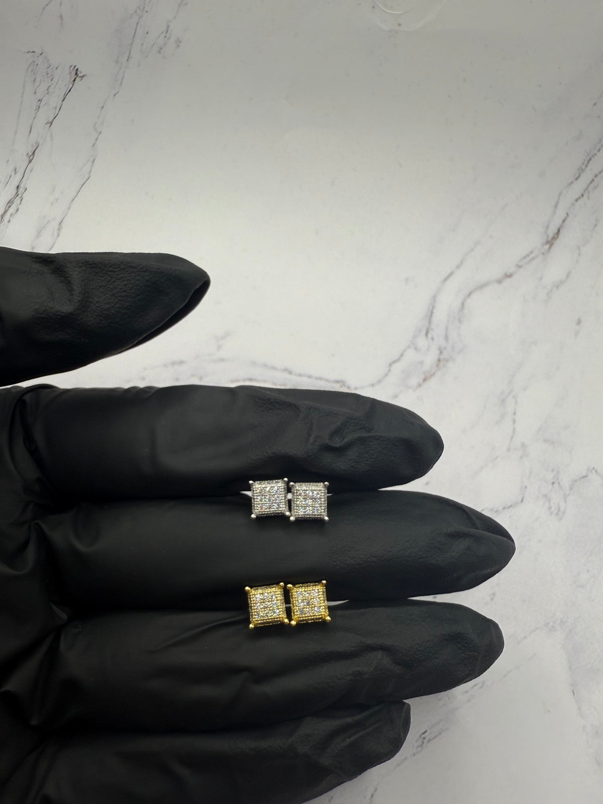 Moissanite Princess cut Cluster Earrings