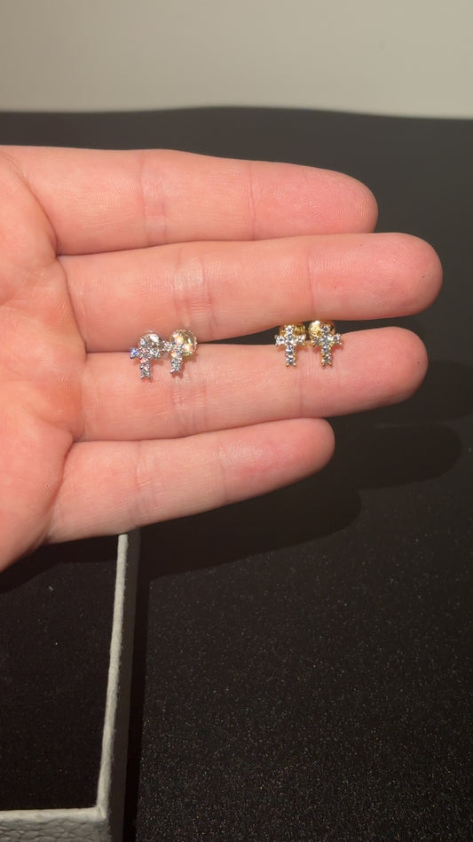 Moissanite Small Cross Earrings