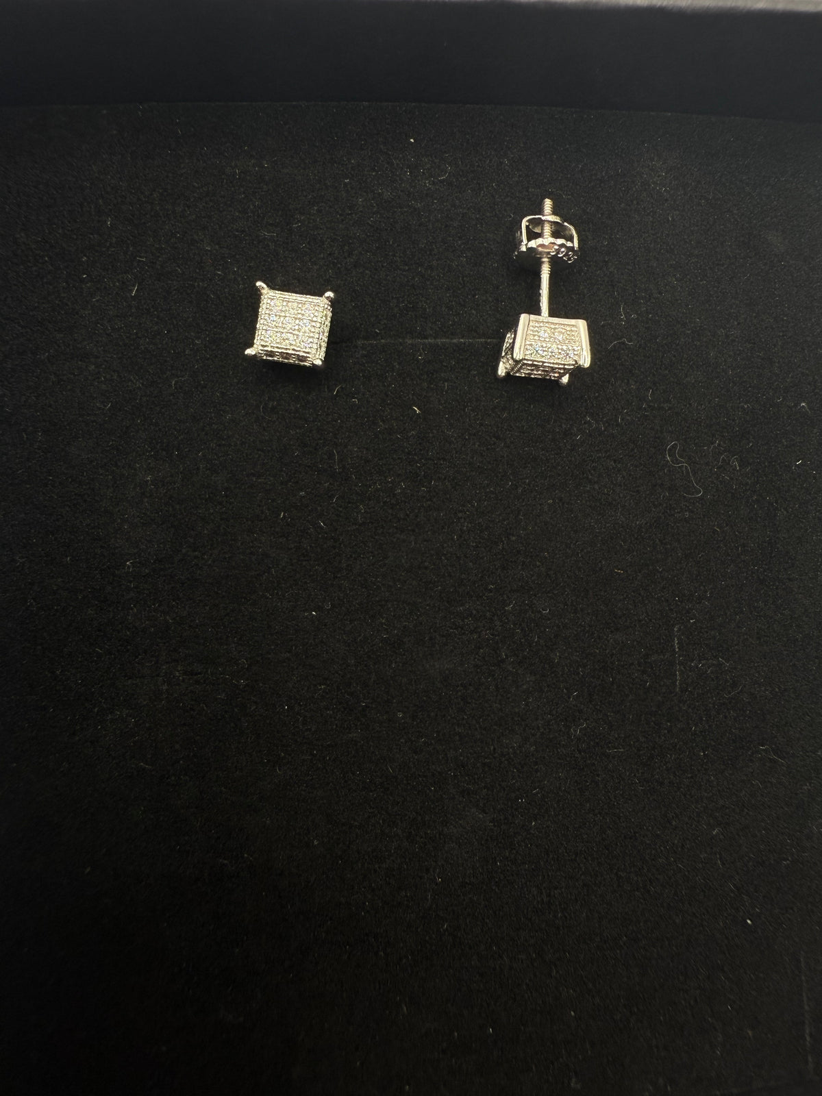 Moissanite Princess cut Cluster Earrings