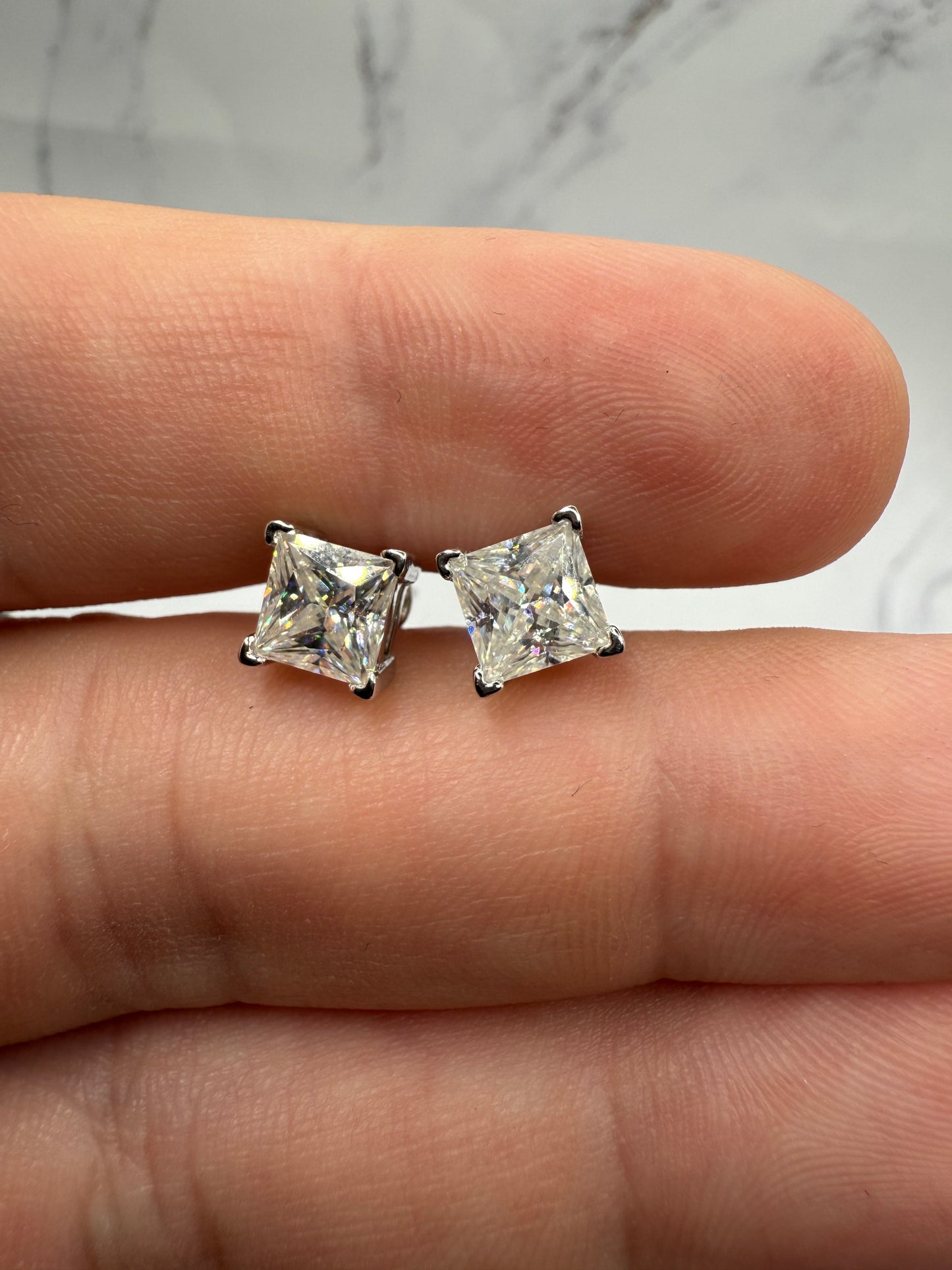 Moissanite Princess Cut Earrings