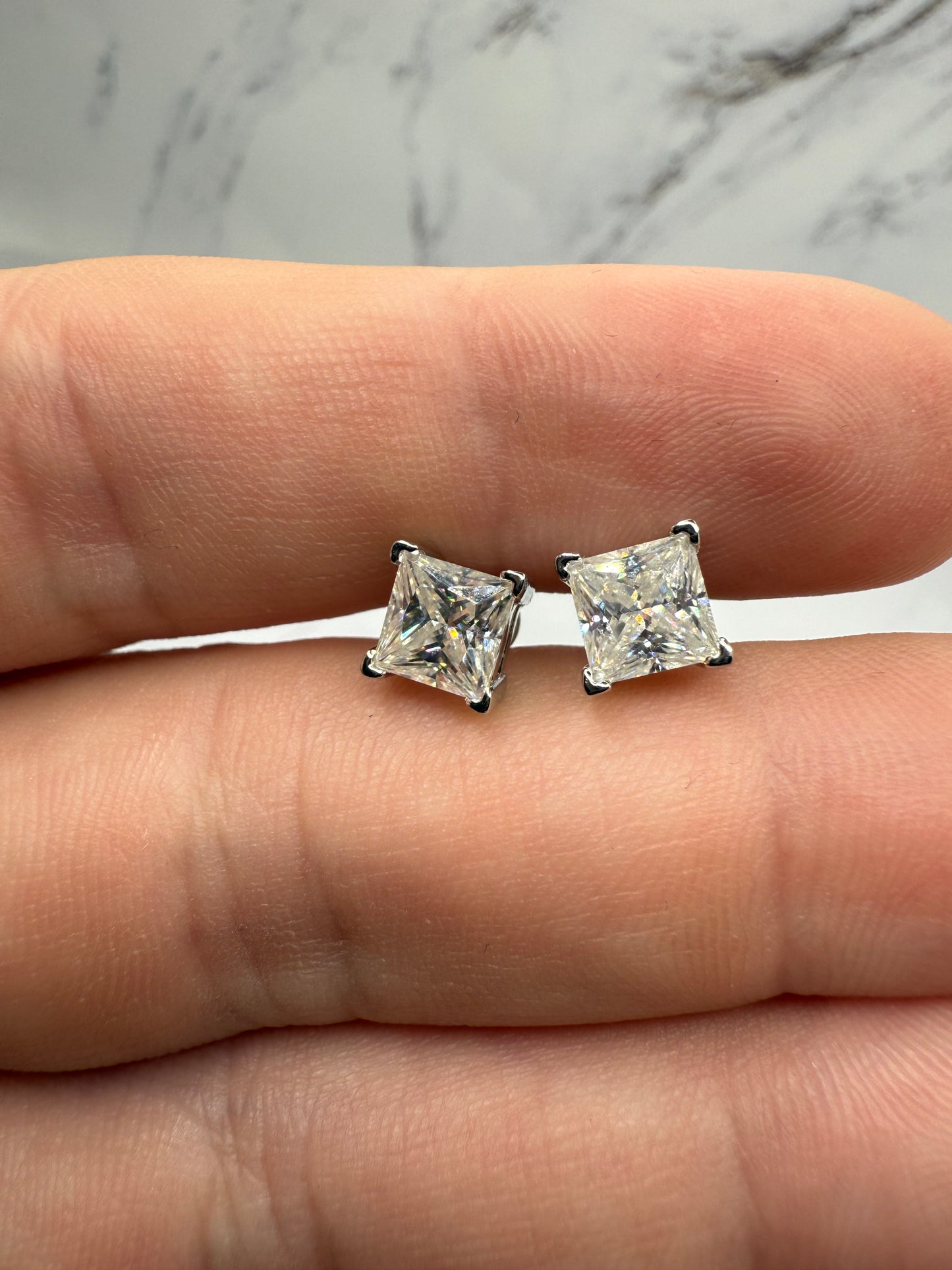 Moissanite Princess Cut Earrings